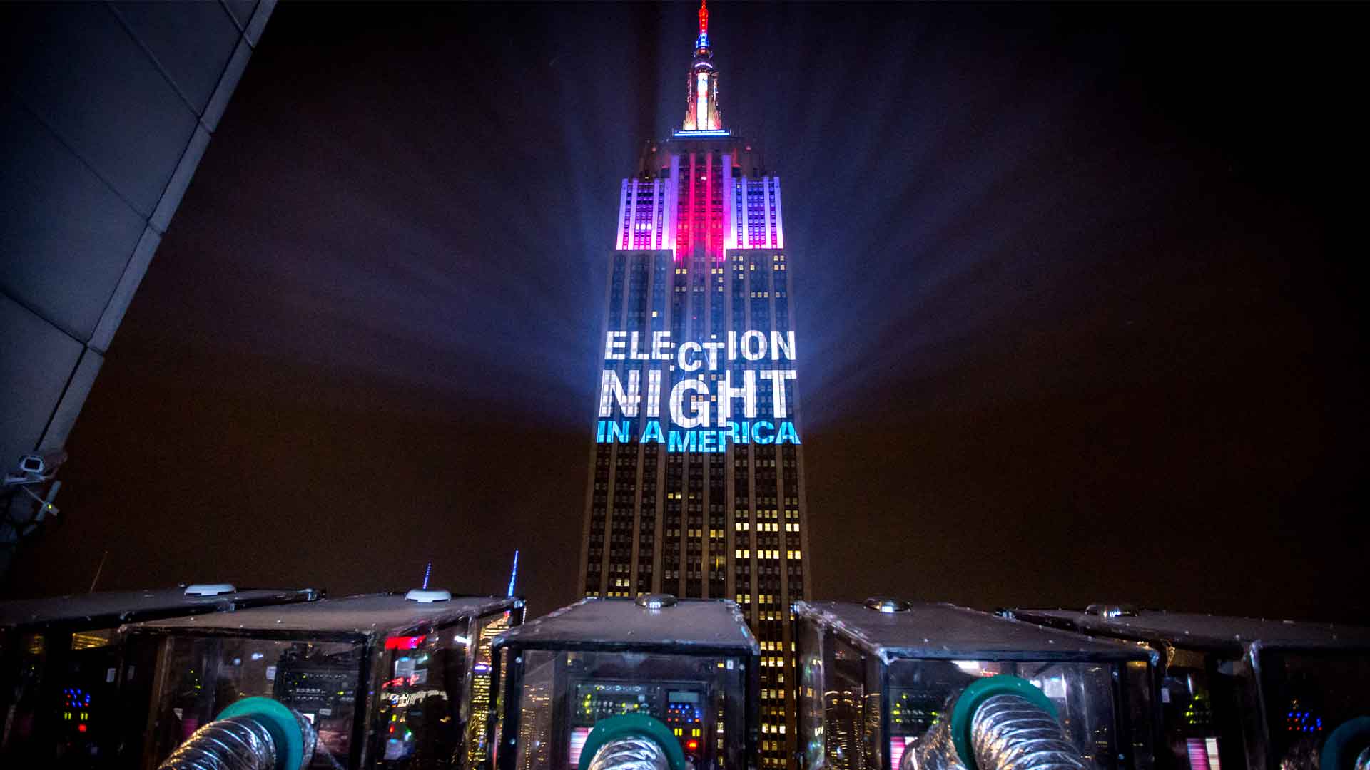 CNN Road to 270 projection on the Empire State Building